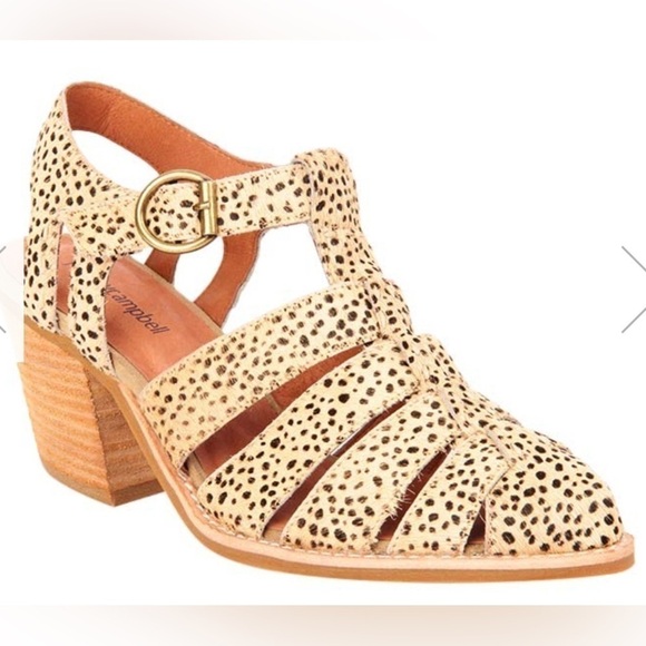 Jeffrey Campbell Anthropologie Angora Calf Hair Sandal Heels Cheetah Womens Sz 8 - Picture 3 of 10